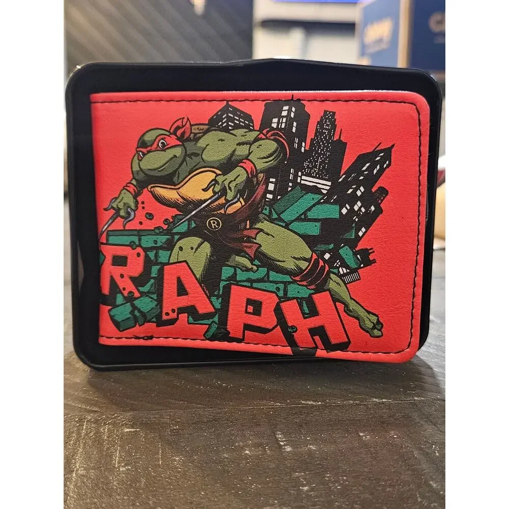 Teenage Mutant Ninja Turtles TMNT Raphael Bifold Red Wallet NWT Buckle Gift Tin